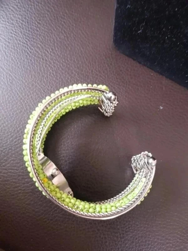 Verzilverde en groene armband met nieuwe horloge – photo 4